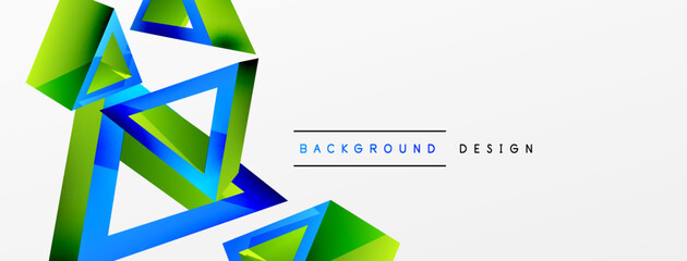 3d triangle abstract background. Basic shape technology or business concept composition. Trendy techno business template for wallpaper, banner, background or landing