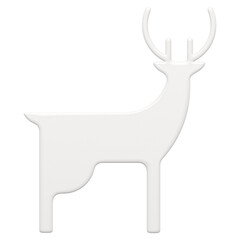 White festive figurine of abstract deer. Creative holiday interior symbol