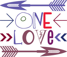 One Love Quotes Typography Retro Colorful Lettering Design Vector Template For Prints, Posters, Decor