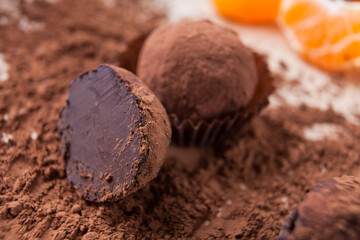 Tasty sweet confectionery on a table.