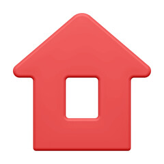 Red abstract house 3d. Christmas high design with windows and roof