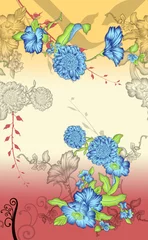 Abwaschbare Fototapete Vintage Flower Textile Saree Design Pattern  © giri