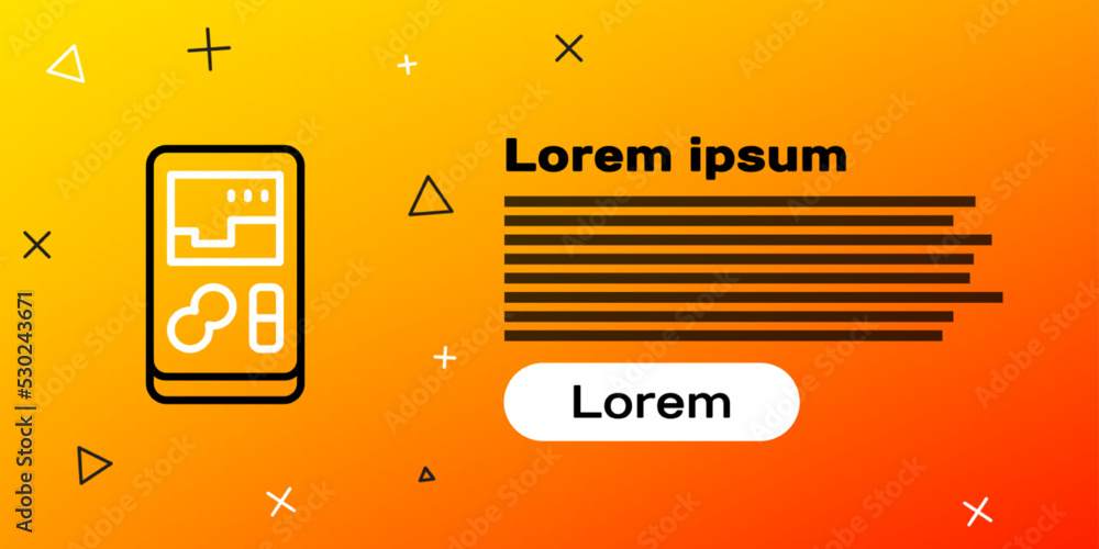 Poster line portable video game console icon isolated on yellow background. handheld console gaming. colorf
