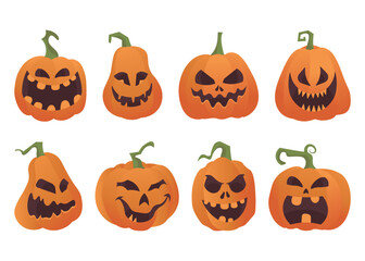 set of vector orange halloween pumpkins Illustration