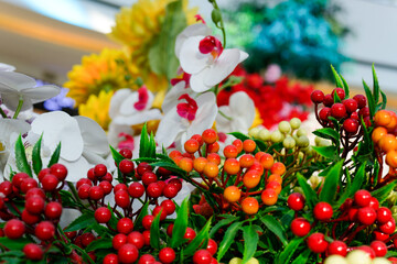 christmas tree decorations fake flowers