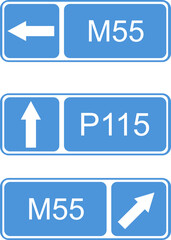 The number and directions of the road. Road signs.