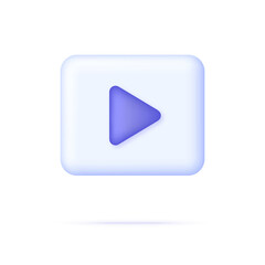 3d icon play button isolated on white background. Player concept button. Click, push the button, start, forward, record, stop audio or video. Trendy and modern vector in 3d style.