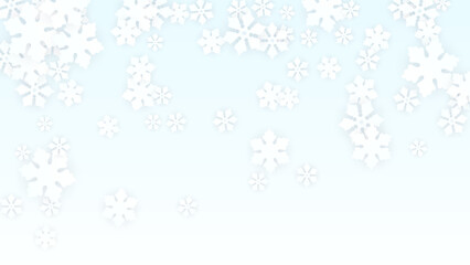 Christmas  Vector Background with Falling Snowflakes. Isolated on Red Background. Realistic Snow Sparkle Pattern. Snowfall Overlay Print. Winter Sky. Papercut Snowflakes.