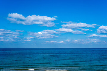 Cloudy morning sky by a sea coast