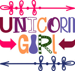 Unicorn Girl Quotes Typography Retro Colorful Lettering Design Vector Template For Prints, Posters, Decor