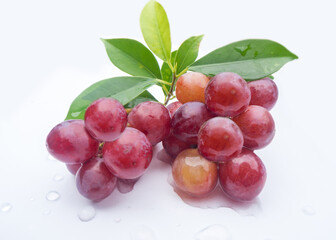 bunch of red grapes isolated on white