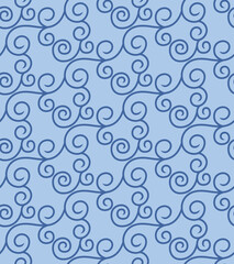 Japanese Swirl Wave Line Vector Seamless Pattern