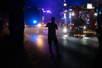 Fire brigade called to a fire in a small town