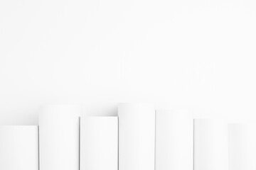 White smooth poles or tubes as abstract geometric pattern with soft light vertical parallel lines as border with copy space. Abstract background in elegant simple minimalist style.