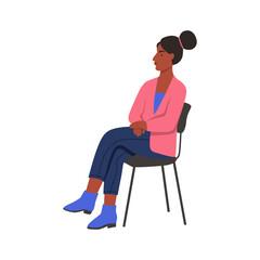 A woman on a chair. Flat vector illustration isolated on a white background