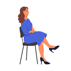 A woman on a chair. Flat vector illustration isolated on a white background