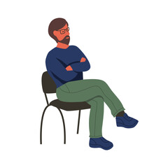 A man on a chair. Flat vector illustration isolated on a white background