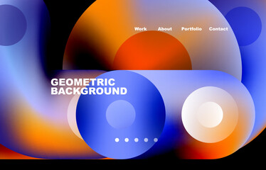 Website landing page abstract geometric background. Circles and round shapes. Web page for website or mobile app wallpaper