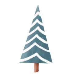 Handdrawn Christmas tree. Festive New Year holidays. Merry and Bright. Winter time