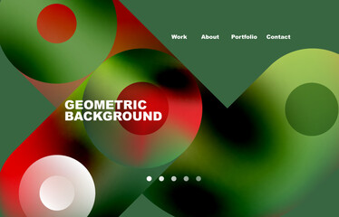 Website landing page abstract geometric background. Circles and round shapes. Web page for website or mobile app wallpaper