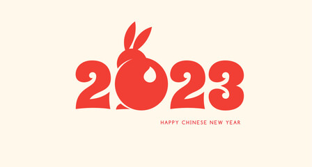 Chinese new year 2023 year of the rabbit - Chinese zodiac symbol, Lunar new year concept, modern background design