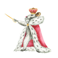 Watercolor Christmas illustration – Nutcracker: Christmas toys, retro toys, mouse king