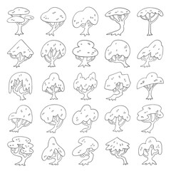 Fototapeta premium hand drawn vector set of side view tree.