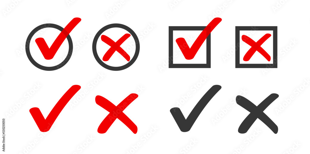 Poster checkbox checkmark square icon vector or confirm false true check mark red pictogram graphic clipart