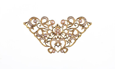 gold crown decoration isolated on white background