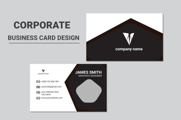 Creative corporate business card template design with white background.
