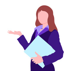 Office women with file flat illustration isolated