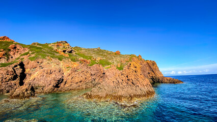 The Scandola Nature Reserve.  South-west of Calvi, on the Cape Girolata peninsula. Beautiful coast...
