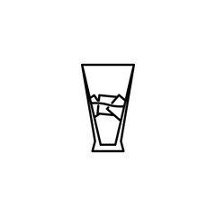 Fototapeta na wymiar pilsner or beer glass icon with ice cube on white background. simple, line, silhouette and clean style. black and white. suitable for symbol, sign, icon or logo