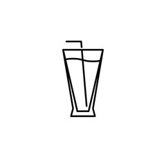 pilsner or beer glass icon with straw on white background. simple, line, silhouette and clean style. black and white. suitable for symbol, sign, icon or logo