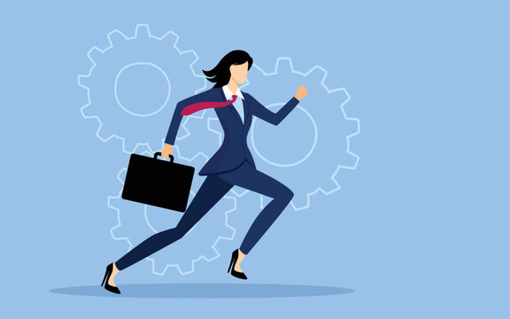 Businesswoman running with briefcase