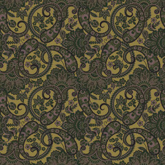 Dark paisley seamless vector fabric pattern