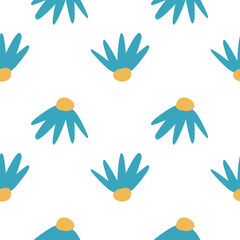 Seamless pattern with abstract flowers. Hand drawn. Floral background.