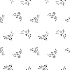 Halloween seamless pattern with flying bat silhouettes on a white background