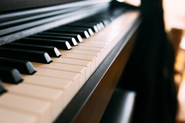 Close up black and white piano keys