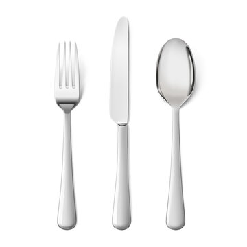 Set cutlery of fork, spoon. Hight realistic vector illustration isolated on white background. Ready for your design. EPS10.	