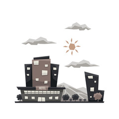 Unique and simple building illustration style for apps interface or games, grand hotel with mountain view