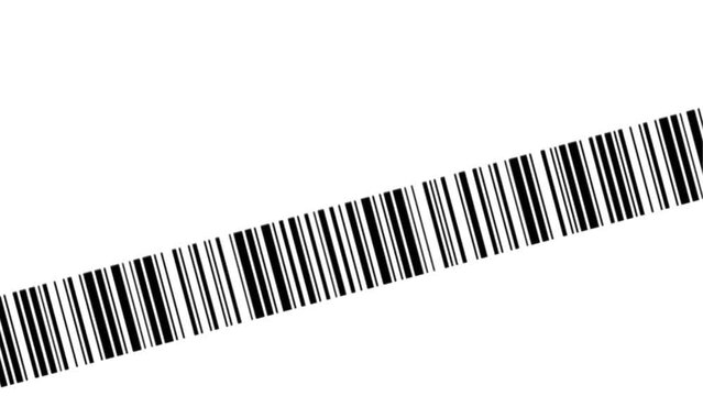An animated video of a flat black barcode on a white bacground.
