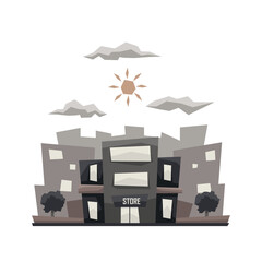 Unique and simple building illustration style for apps interface or games, store