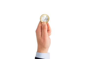 Hand holding one euro coin