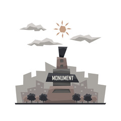 Unique and simple building illustration style for apps interface or games, city park monument