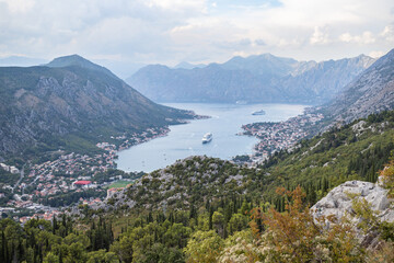 Fototapeta na wymiar View of Kotor fjord, Montenegro