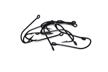 Strong fishing hook isolated on white background