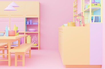 Fototapeta premium color interior 3d illustration