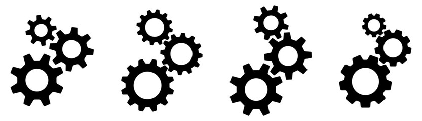 Setting gears icon. Cogwheel group. Gear design collection on white background