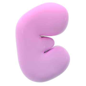 Alphabet E bubble letter illustration in 3D design